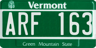 VT license plate ARF163