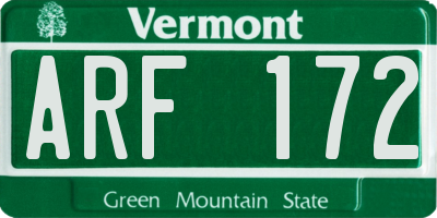 VT license plate ARF172