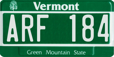 VT license plate ARF184