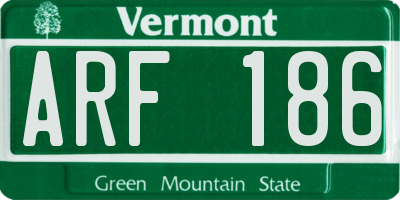 VT license plate ARF186