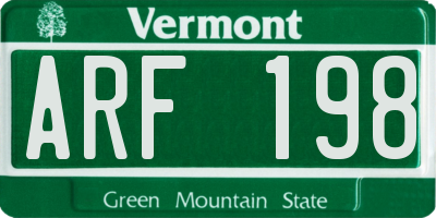 VT license plate ARF198