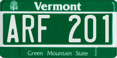 VT license plate ARF201