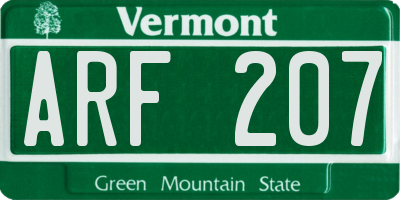 VT license plate ARF207