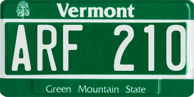 VT license plate ARF210
