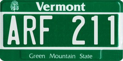 VT license plate ARF211