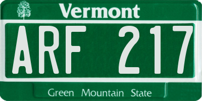 VT license plate ARF217