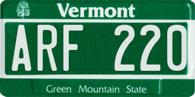 VT license plate ARF220