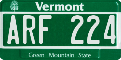 VT license plate ARF224