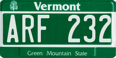 VT license plate ARF232