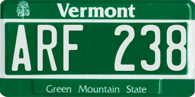 VT license plate ARF238