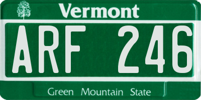 VT license plate ARF246
