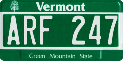 VT license plate ARF247