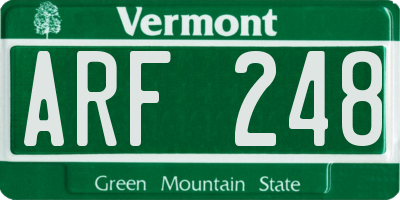 VT license plate ARF248