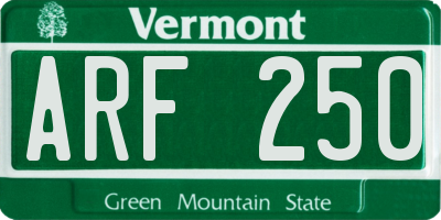 VT license plate ARF250