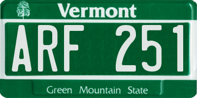 VT license plate ARF251