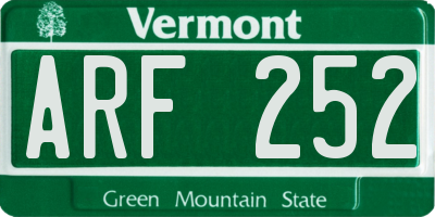 VT license plate ARF252