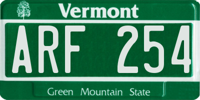 VT license plate ARF254