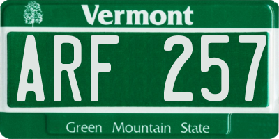 VT license plate ARF257