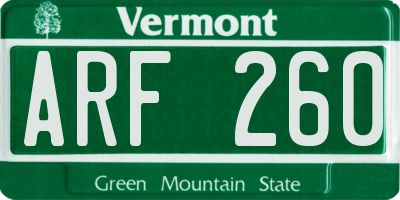 VT license plate ARF260