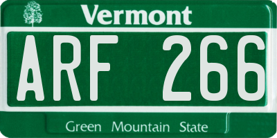 VT license plate ARF266
