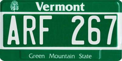 VT license plate ARF267