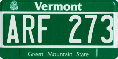 VT license plate ARF273