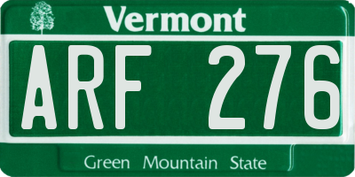 VT license plate ARF276