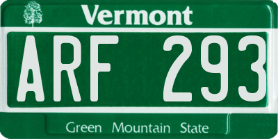 VT license plate ARF293