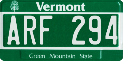 VT license plate ARF294