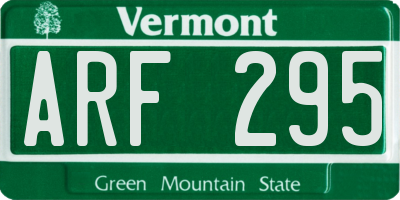 VT license plate ARF295