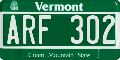 VT license plate ARF302