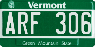 VT license plate ARF306