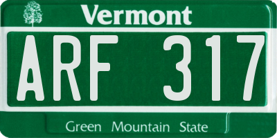 VT license plate ARF317