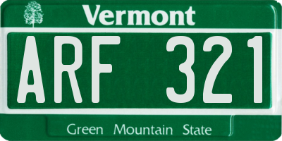 VT license plate ARF321