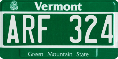 VT license plate ARF324