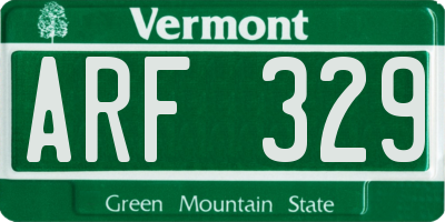 VT license plate ARF329