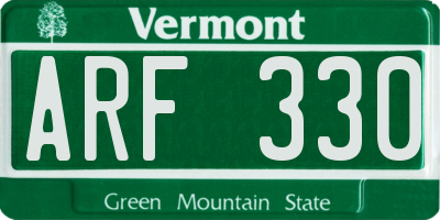 VT license plate ARF330