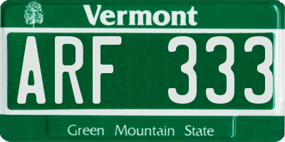 VT license plate ARF333