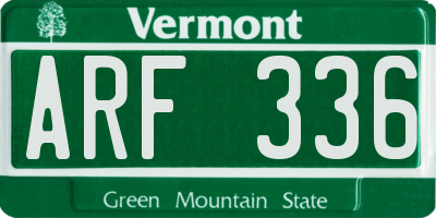 VT license plate ARF336