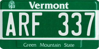 VT license plate ARF337
