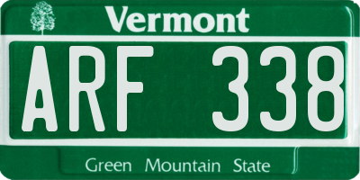 VT license plate ARF338