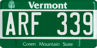 VT license plate ARF339