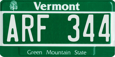 VT license plate ARF344
