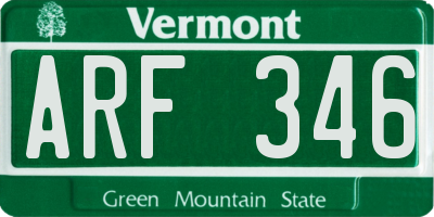 VT license plate ARF346