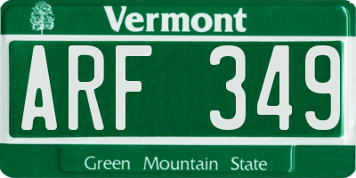 VT license plate ARF349