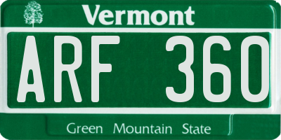 VT license plate ARF360