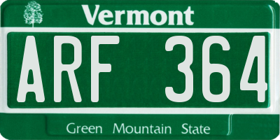 VT license plate ARF364