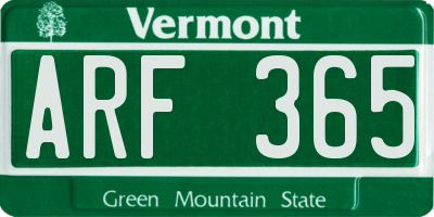 VT license plate ARF365