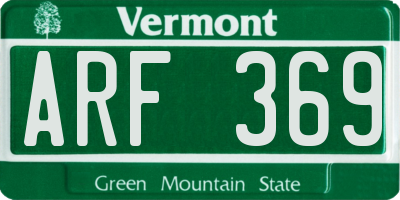 VT license plate ARF369