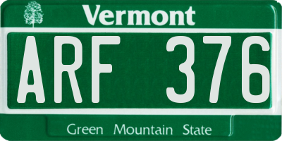 VT license plate ARF376